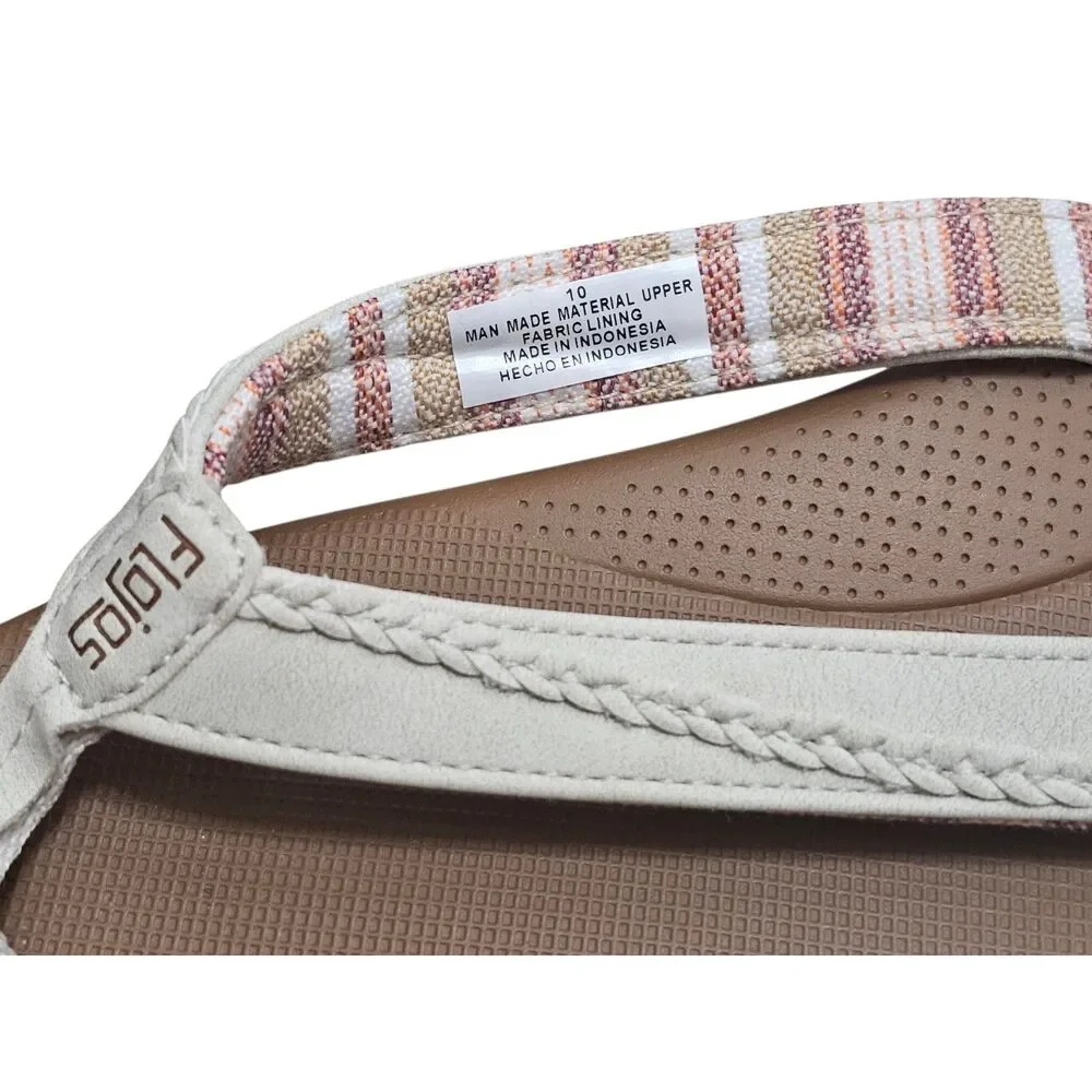New Women's Flojos Flip Flop Beige/White 10